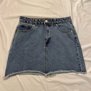 Forever 21 Denim Mini Skirt Frayed